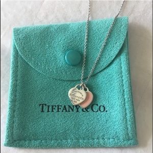 Tiffany & Co mini double heart tag pendant necklac